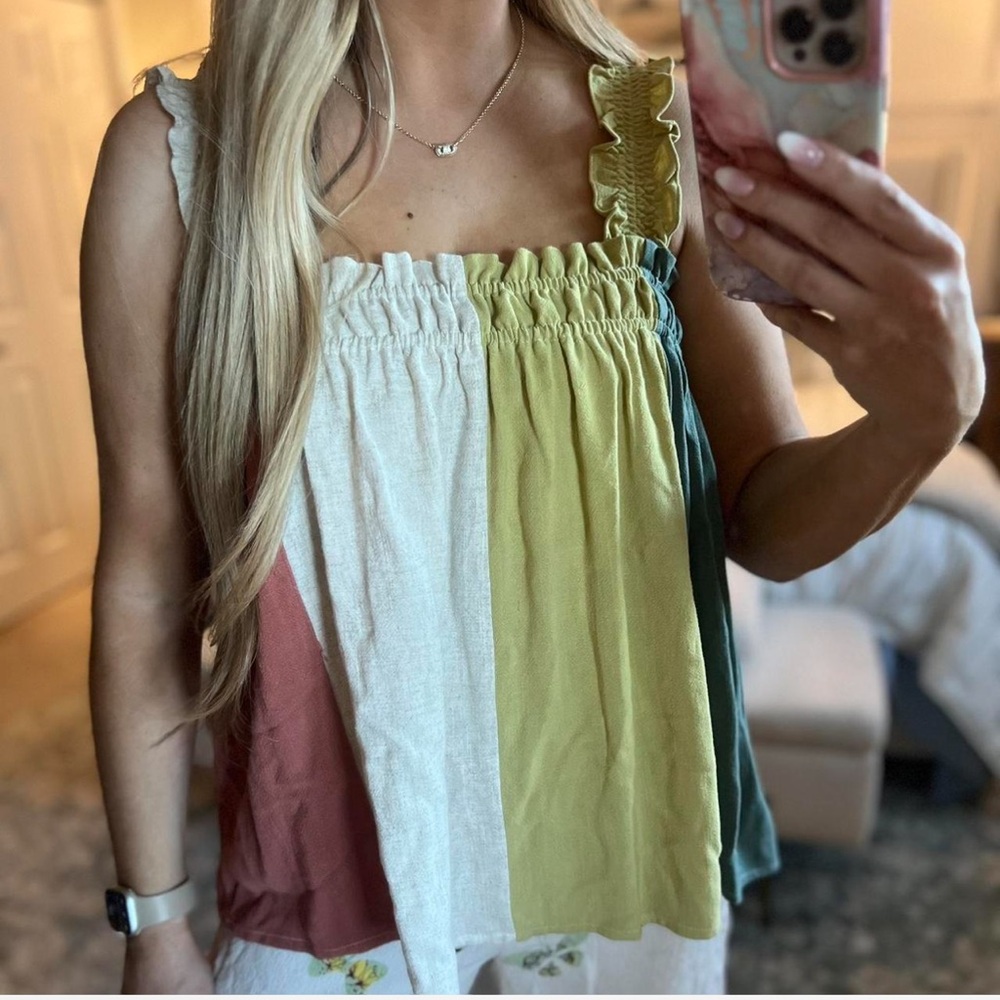 Entro Multicolor Ruffled Tank Top - Picture 2 of 5